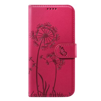 GENERIQUE Etui Portefeuille pour iPhone 17e Premium Design Fleurs Papillon Zana&eacute; Rouge