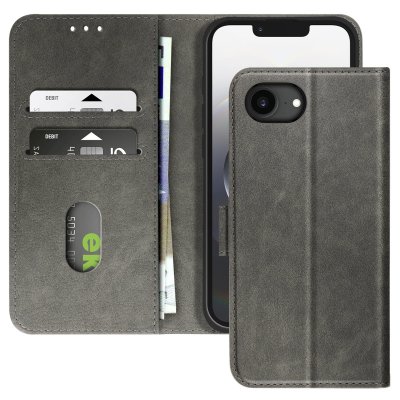 AVIZAR Etui Portefeuille pour iPhone 17e S&eacute;rie Chesterfield Grain&eacute; Fonction Stand Gris