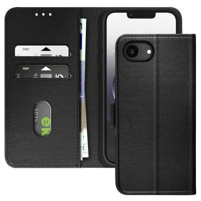 AVIZAR Etui Portefeuille pour iPhone 17e S&eacute;rie Chesterfield Grain&eacute; Fonction Stand Noir