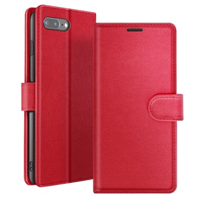 ZANAE Etui Portefeuille pour iPhone 8 Plus / 7 Plus Support et Languette Magn&eacute;tique Zana&eacute; Rouge