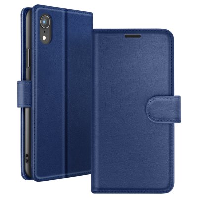 ZANAE Etui Portefeuille pour iPhone XR avec Fonction Support et Languette Magn&eacute;tique Zana&eacute; Bleu nuit