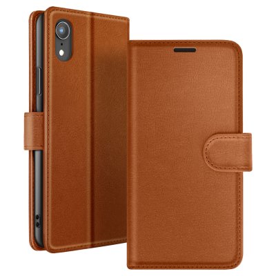 ZANAE Etui Portefeuille pour iPhone XR avec Fonction Support et Languette Magn&eacute;tique Zana&eacute; Marron