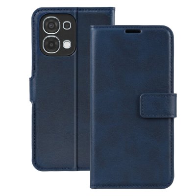 AVIZAR Etui Portefeuille pour Oppo A6 Pro - Effet Surpiqu&eacute; - Fonction Support - Bleu Nuit