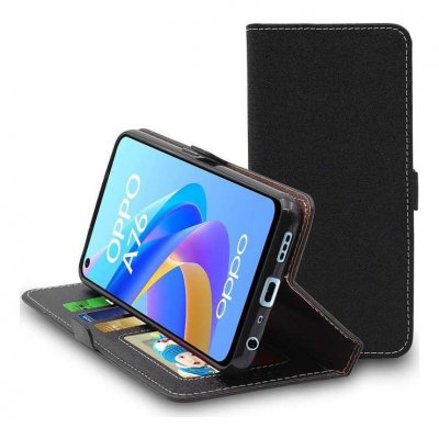 EBESTSTAR Etui portefeuille pour oppo a76 pu cuir porte-cartes support stand, noir