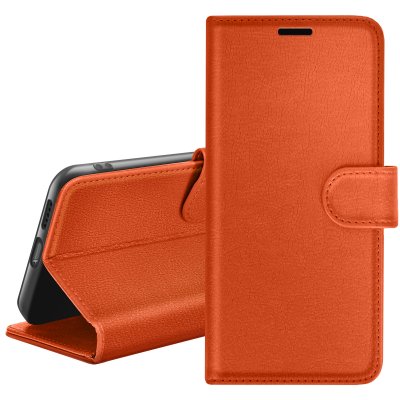 ZANAE Etui Portefeuille pour Samsung A15 Support et Languette Magn&eacute;tique Zana&eacute; Orange