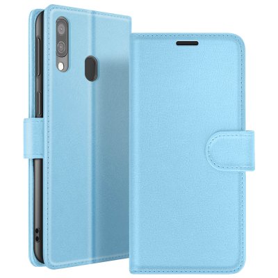 ZANAE Etui Portefeuille pour Samsung A40 Support et Languette Magn&eacute;tique Zana&eacute; Bleu clair