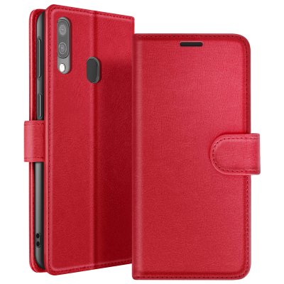 ZANAE Etui Portefeuille pour Samsung A40 Support et Languette Magn&eacute;tique Zana&eacute; Rouge