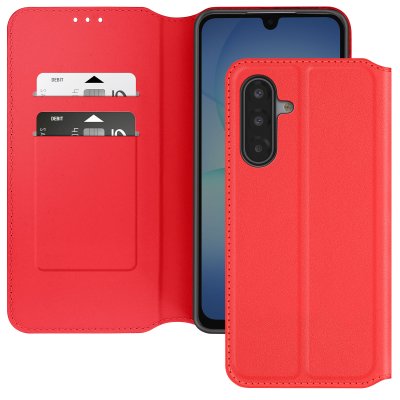 AVIZAR Etui Portefeuille pour Samsung Galaxy A17 Clapet Magn&eacute;tique avec Support Vid&eacute;o Rouge