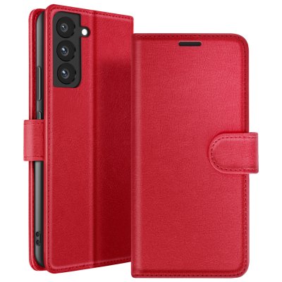 ZANAE Etui Portefeuille pour Samsung Galaxy S22 Support et Languette Zana&eacute; Rouge
