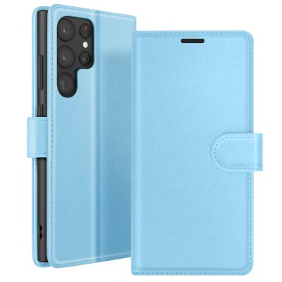 ZANAE Etui Portefeuille pour Samsung Galaxy S22 Ultra Support et Languette Zana&eacute; Bleu