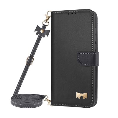 AVIZAR Etui portefeuille Samsung Galaxy A27 Bandouli&egrave;re Motif Noud Dor&eacute; Noir