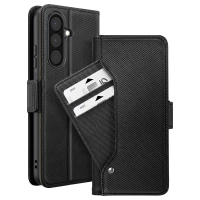 AVIZAR Etui portefeuille Samsung Galaxy A27 Miroir Porte-cartes Amovible Noir