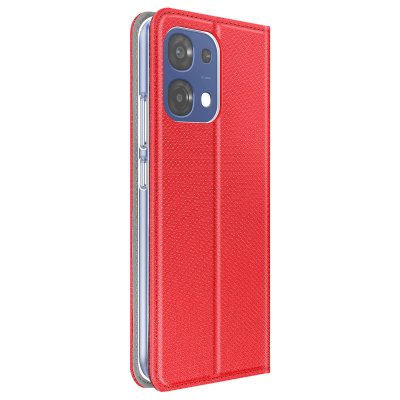 AVIZAR Etui pour Oppo A6 Pro Textur&eacute; Stri&eacute; avec Fonction Support et Porte-cartes Rouge