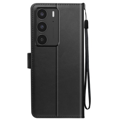 AVIZAR Etui pour Realme C75 et 14x Dragonne Clapet Support Portefeuille Noir