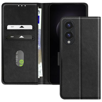 AVIZAR Etui pour Samsung Galaxy S25 Edge Clapet Portefeuille et Support Vid&eacute;o Noir