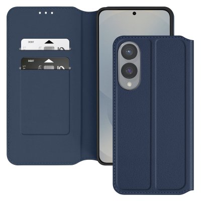AVIZAR Etui pour Samsung S25 Edge Clapet Porte-Cartes et Support Vid&eacute;o Bleu Nuit