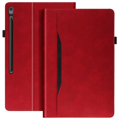 AVIZAR Etui pour Samsung Tab S10 FE Plus Clapet Portefeuille Support Vid&eacute;o Rouge