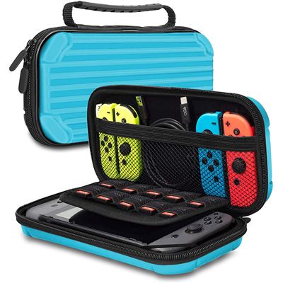  Etui Rigide Pour Nintendo Switch &Eacute;tui De Voyage Abs Valise De Sac &Agrave; Main Bleu