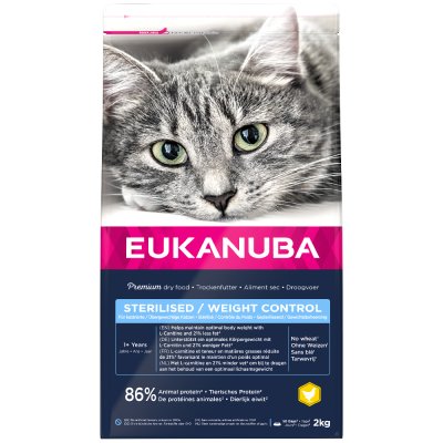 EUKANUBA  Adult Sterilised/Weight Control au poulet pour chat 2 x 2 kg