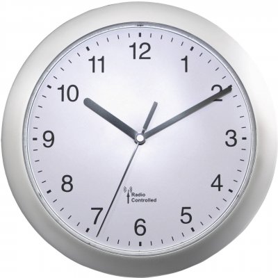 EUROTIME 56787 radiopilot&eacute;(e) Horloge murale 25 cm x 3.8 cm argent