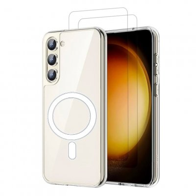 EVETANE  Coque Anti-choc Magsafe compatible Galaxy S23 Transparente + 2 vitres