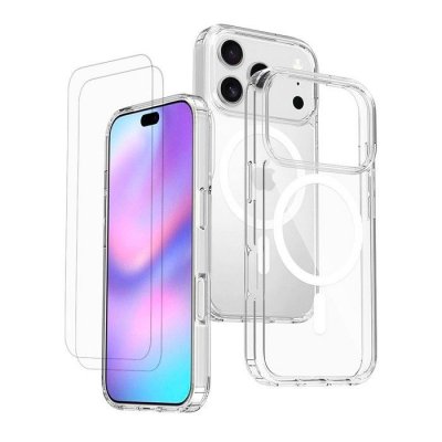 EVETANE  Coque Anti-choc Magsafe compatible Iphone 17 Pro Transparente + 2 vitres