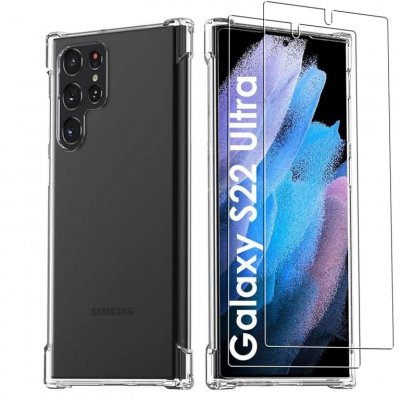 EVETANE  Coque compatible Galaxy S22 Ultra 5g antichoc Transparente + 2 vitres