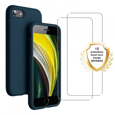 EVETANE  Coque pour iPhone Se 2020 / 2022 antichoc Bleu Marine + 2 vitres