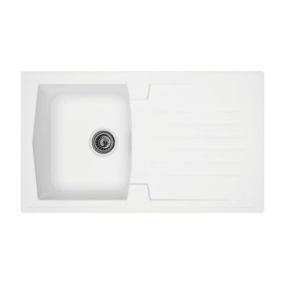 MODERNA Evier &agrave; encastrer en r&eacute;sine Arena Blanc Longueur 86 cm 1 cuve 
