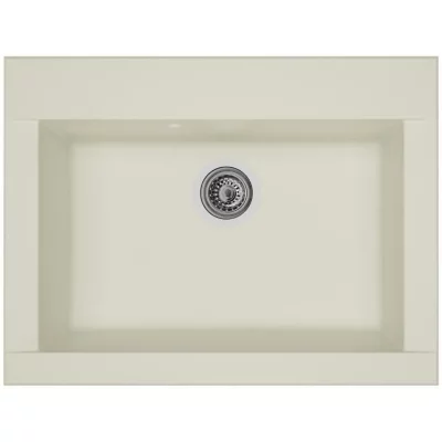 STRADOUR Evier &agrave; encastrer HEXO, en SMC BLANC UNI - 17, 1 bac, dim. 66 x 50 cm, vidage manuel