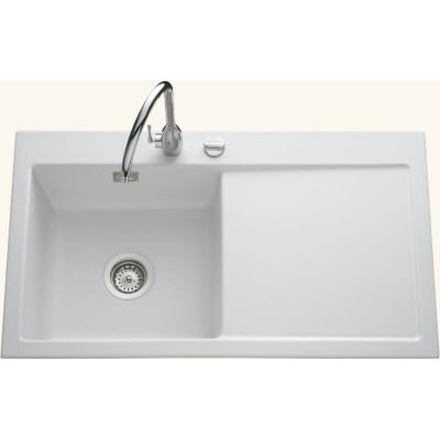 SYSTEMCERAM Evier c&eacute;ramique blanc mat  CLEYA 1 grand bac - &eacute;gouttoir droite 