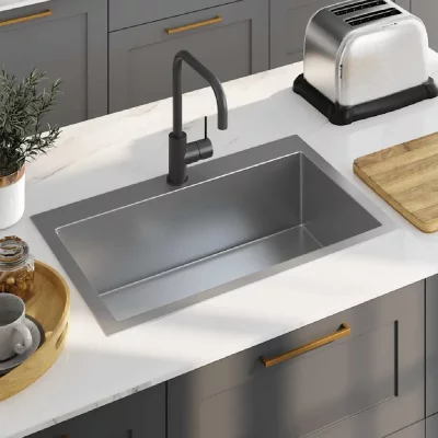 VIDAXL Evier de cuisine - Acier inoxydable - Rectangulaire - 1 bac - Sous plan - Gris