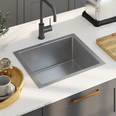 Evier de Cuisine Fait &agrave; la Main Int&eacute;rieur Lavabo Maison Argent&eacute; Acier Inoxydable 51502