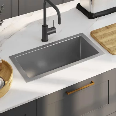 VIDAXL Evier de cuisine fait main Acier inoxydable