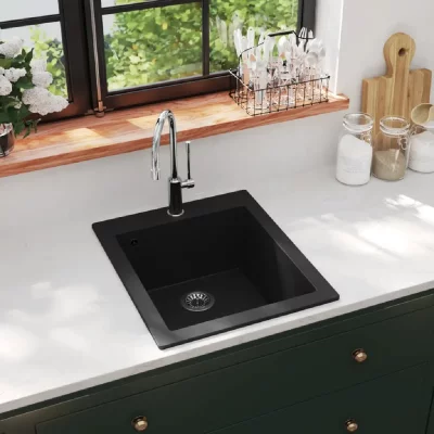 VIDAXL &Eacute;vier de cuisine Granite Noir - 