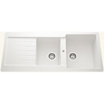 SCHOCK Evier granit blanc  ledis 2 bacs 1 &eacute;gouttoir