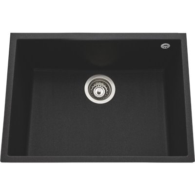LUISINA Evier sous plan granit noir mouchet&eacute;  quadrille 1 bac 580x440
