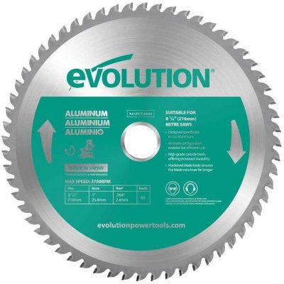 EVOLUTION POWER TOOLS Evolution Lame en carbure de tungst&egrave;ne pour l'aluminium D.210 mm