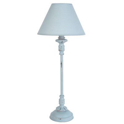 TOSEL EVRY - Lampe de chevet colonne m&eacute;tal gris et bleu