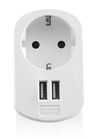 EWENT  - Adaptateur secteur - 3.1 A - 2 connecteurs de sortie (USB)