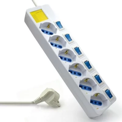 Ewent - Bloc multiprises 6 prises avec interrupteur individuel.