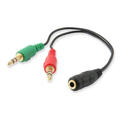 EWENT  EC1642 c&acirc;ble audio 0,15 m 3,5 mm 2 x 3,5 mm Noir, Vert, Rouge