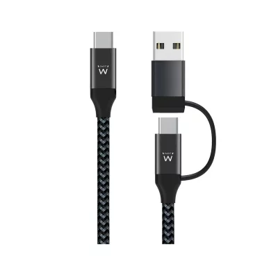 EWENT   EW9918 c&acirc;ble USB 1 m USB 3.2 Gen 1 (3.1 Gen 1) USB C Noir