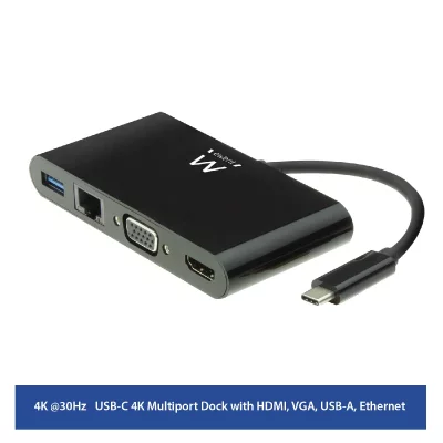 EWENT  - Station d'accueil - USB-C 3.2 Gen 1 - VGA, HDMI - GigE