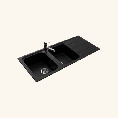 EWI  - vier granit noir oglio 2 bacs 1 &eacute;gouttoir - noir