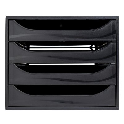 EXACOMPTA  228014D EcoBox Caisson de 4 Tiroirs ECOBlack Noir