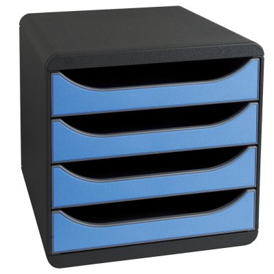 EXACOMPTA  - 310779d - Big Box - Module De Classement - 4 Tiroirs - Gris/Bleu Glace