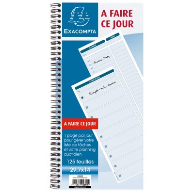 EXACOMPTA  Carnet &agrave; spirale Manifold 5380E, 125 feuilles, 297 x 140 mm