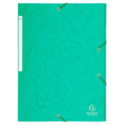 EXACOMPTA  Chemises 3 rabats en carte lustr&eacute;e avec &eacute;lastique fix&eacute; devant, coloris vert clair