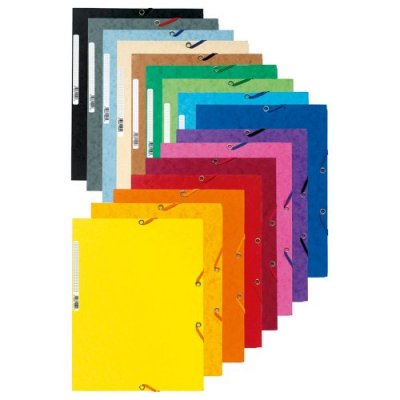 EXACOMPTA  Chemises &agrave; &eacute;lastiques carte lustr&eacute;e 3 rabats - Couleurs assorties - Lot de 50